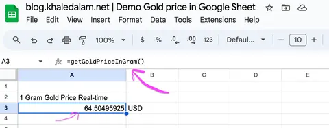 Get Live Real-time Price Of Gold in Grams In Google Sheets For Free